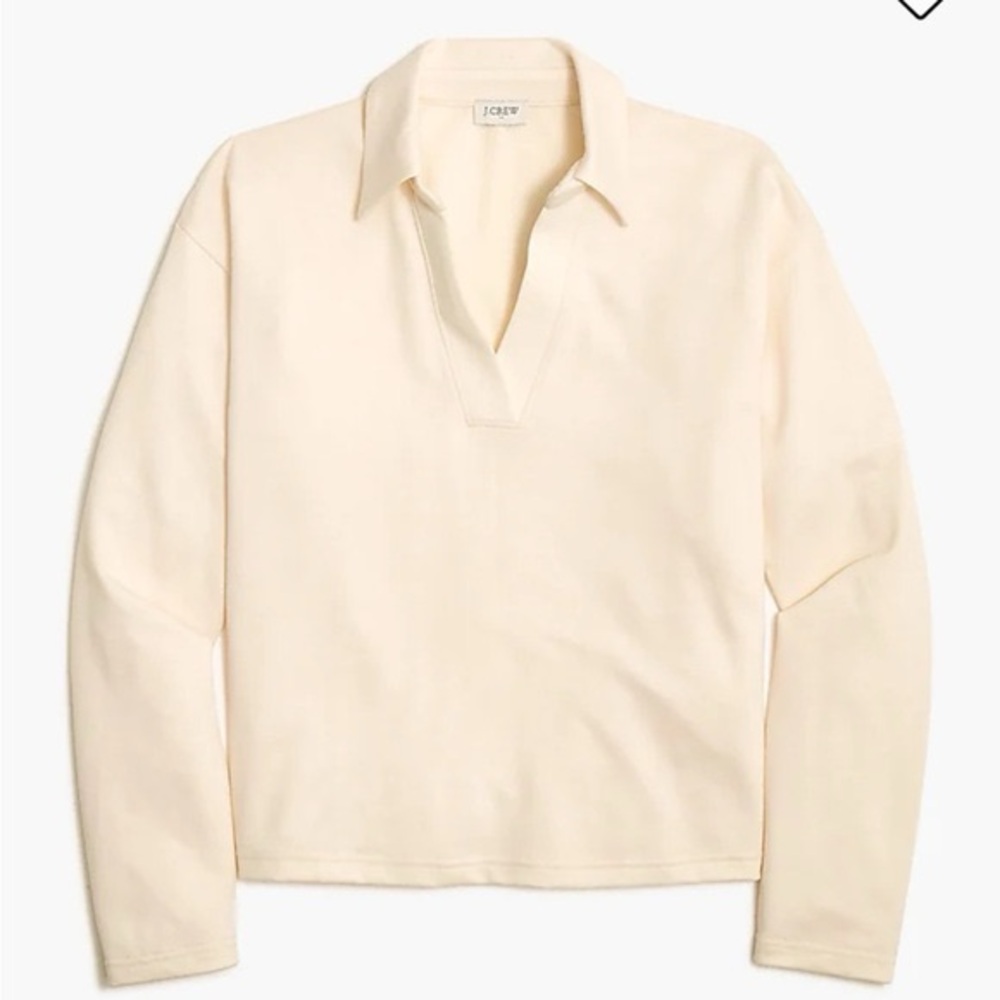 J.Crew Lightweight Soft Cream Long sleeve Polo Size Large
